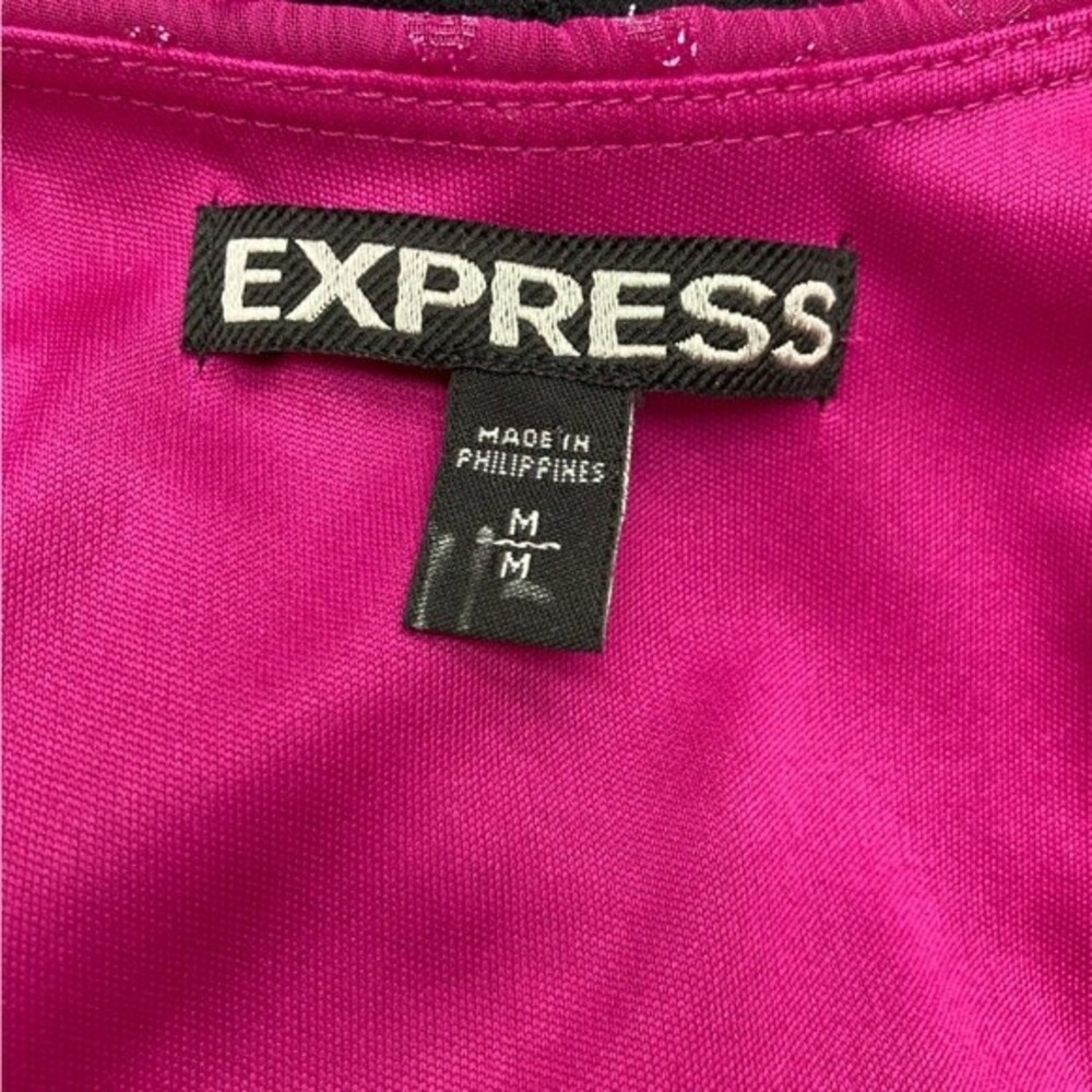 Express Magenta Black Cocktail Dress Size M Sleeveless Bodycon Party Dress EUC - Picture 8 of 11